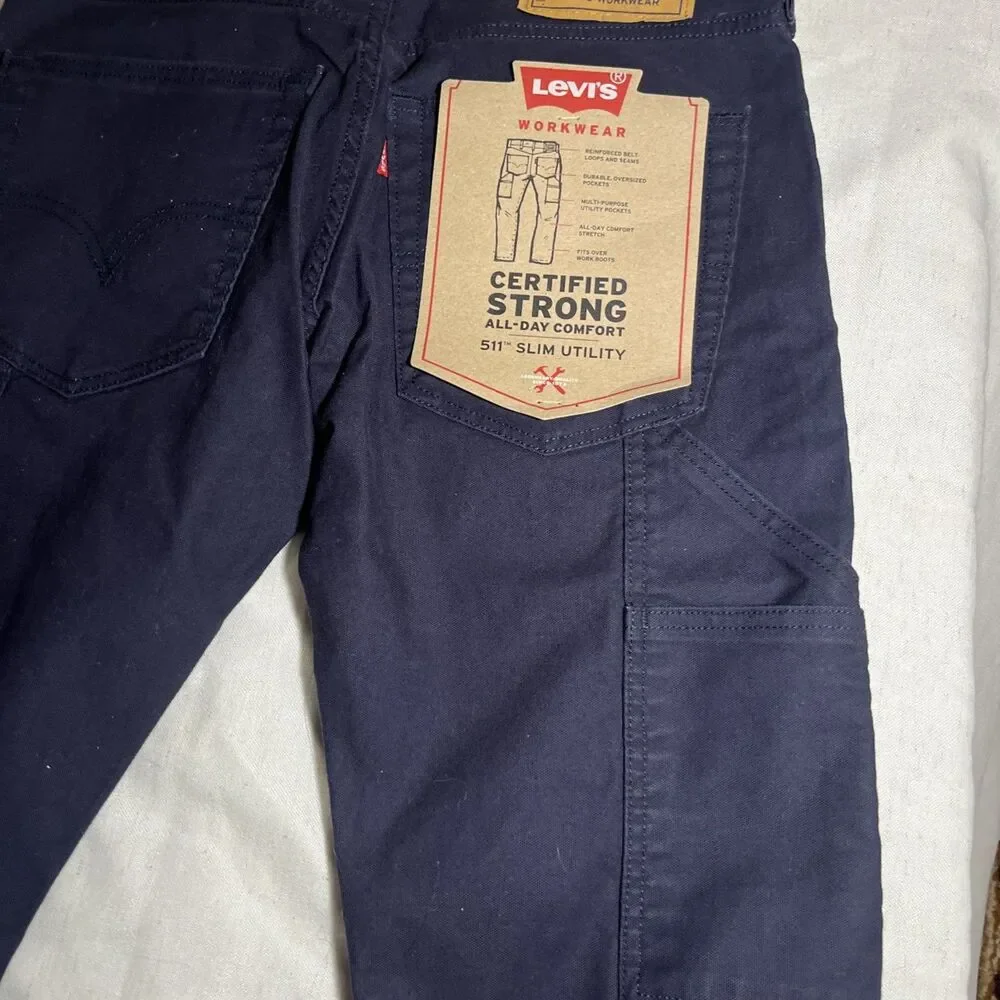Levi's 511 Slim Utility Workwear Cargo Pants Mens Size 30” X 32”Nightwatch Blue